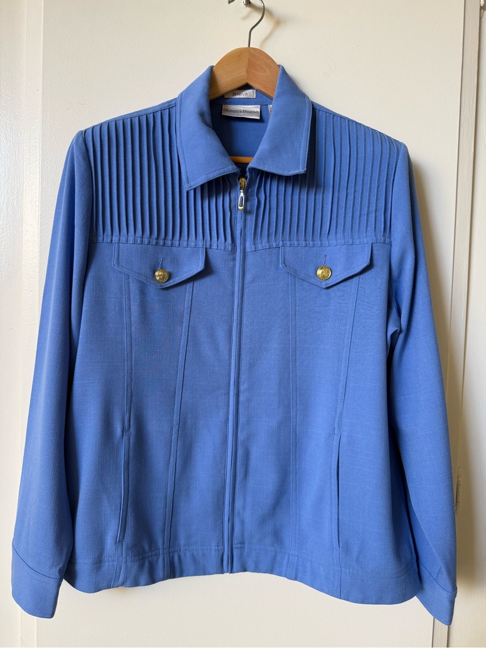 Women's Blue Lightweight Zip-Front Shirt Jacket